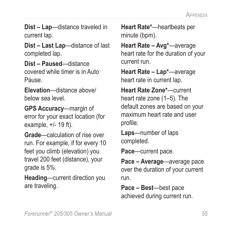 Garmin Forerunner 305 User Manual | Page 59 / 80