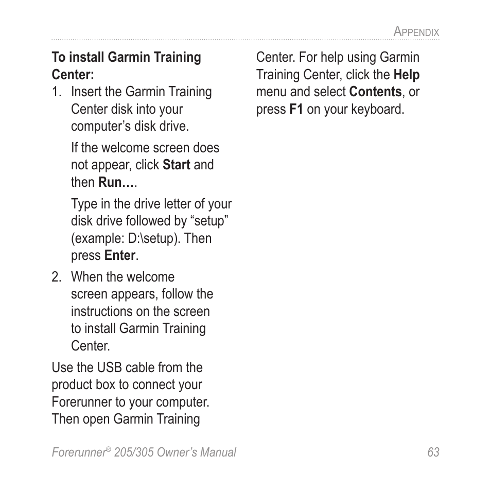 Garmin Forerunner 305 User Manual | Page 67 / 80