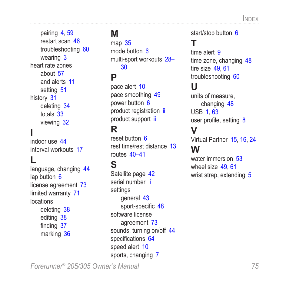 Garmin Forerunner 305 User Manual | Page 79 / 80