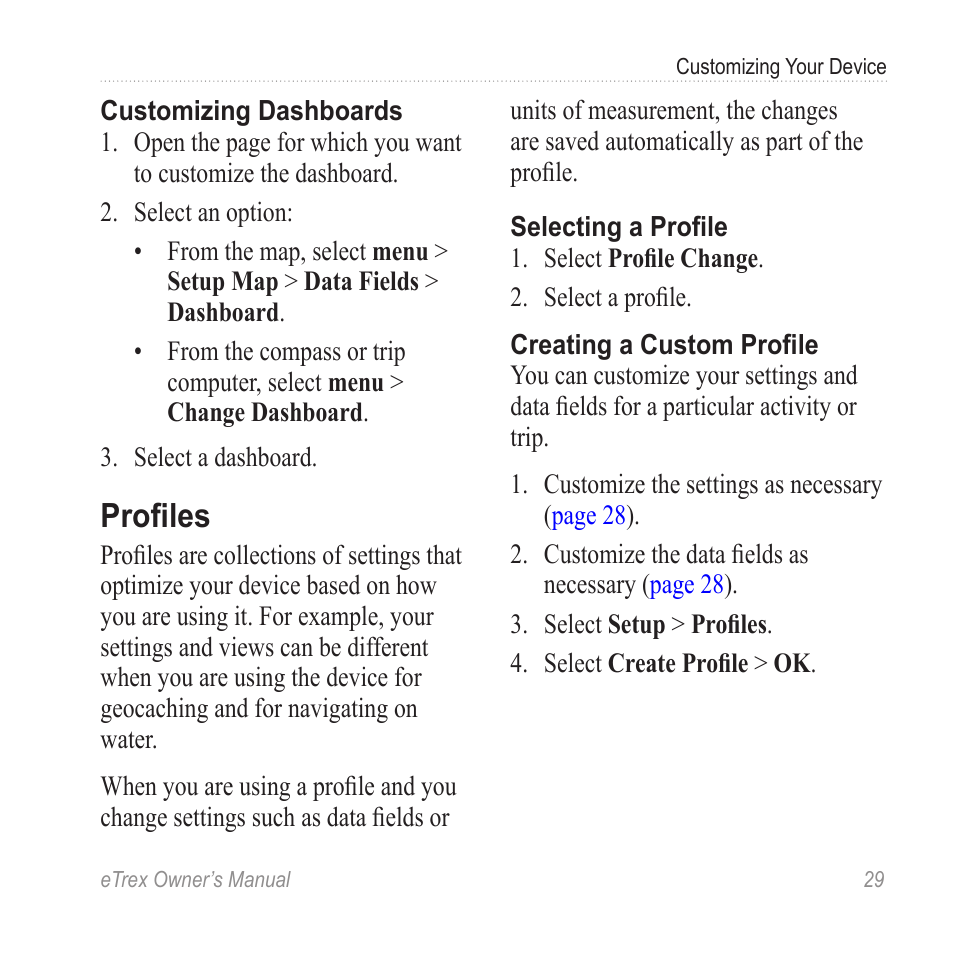 Profiles | Garmin eTrex User Manual | Page 29 / 60