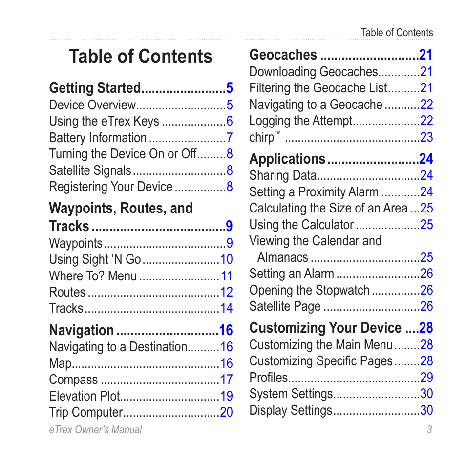 Garmin eTrex User Manual | Page 3 / 60