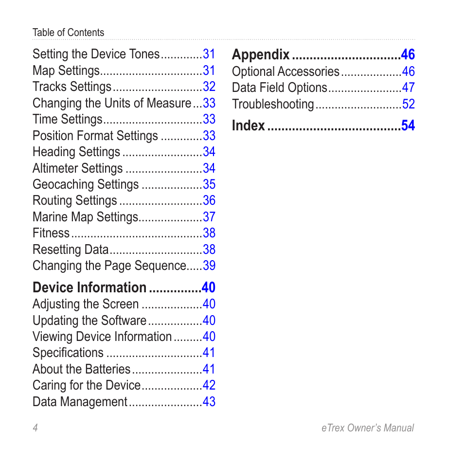 Garmin eTrex User Manual | Page 4 / 60