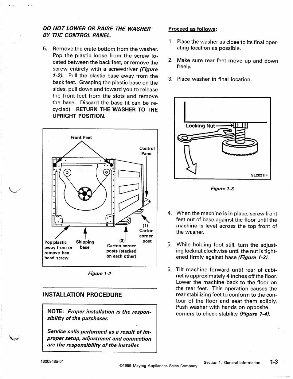 Installation procedure, Installation procedure -3 | Maytag Atlantis User Manual | Page 11 / 120