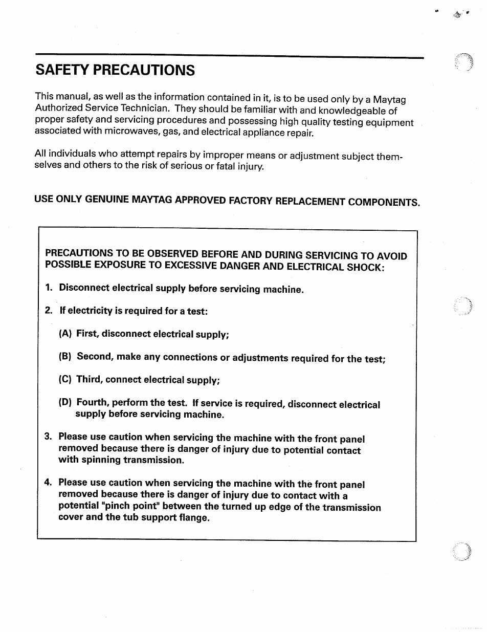 Safety precautions | Maytag Atlantis User Manual | Page 2 / 120