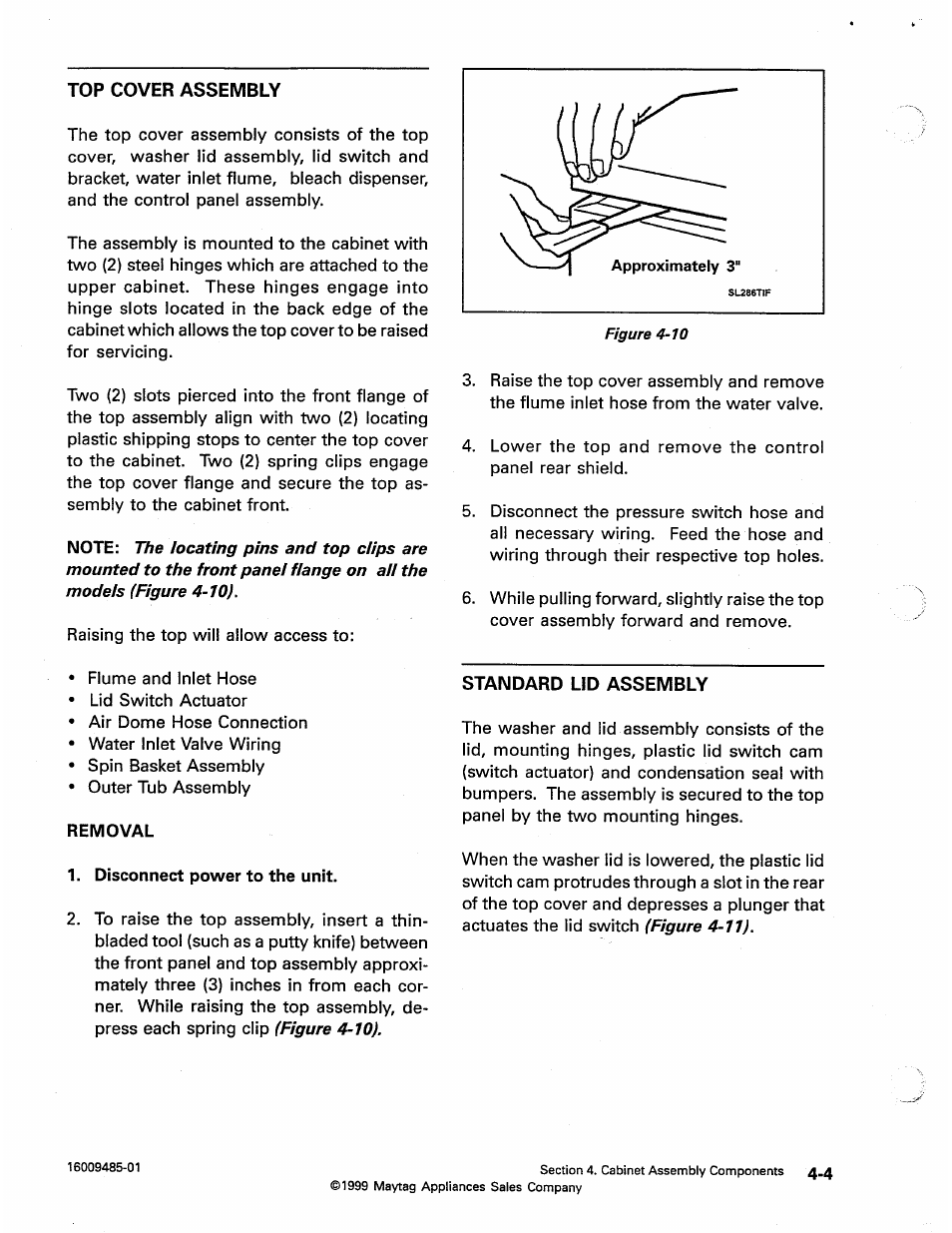 Top cover assembly, Standard lid assembly, Top cover assembly -3 | Standard lid assembly -4 | Maytag Atlantis User Manual | Page 32 / 120