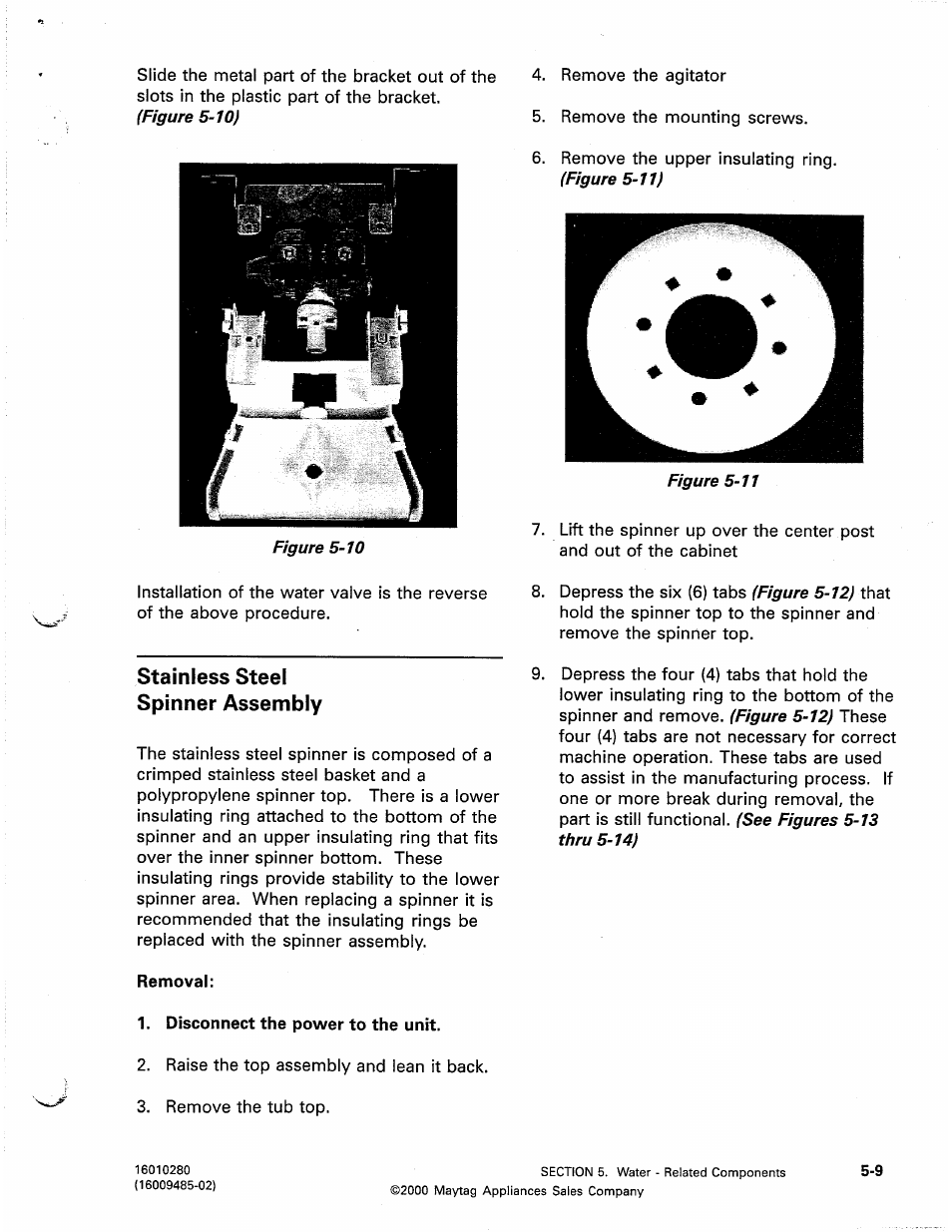 Stainless steel spinner assembly | Maytag Atlantis User Manual | Page 49 / 120