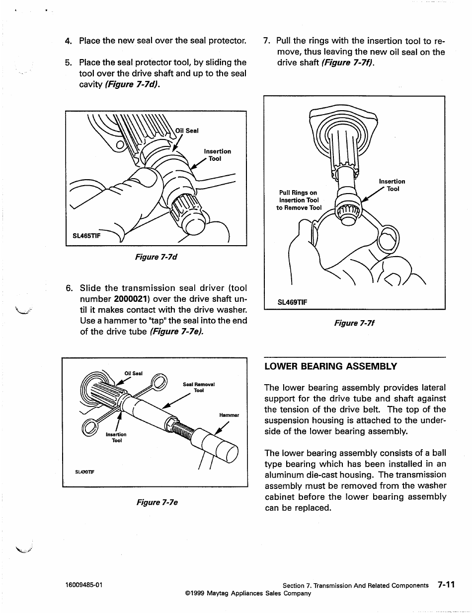 Lower bearing assembly, Lower bearing assembly -10 | Maytag Atlantis User Manual | Page 65 / 120