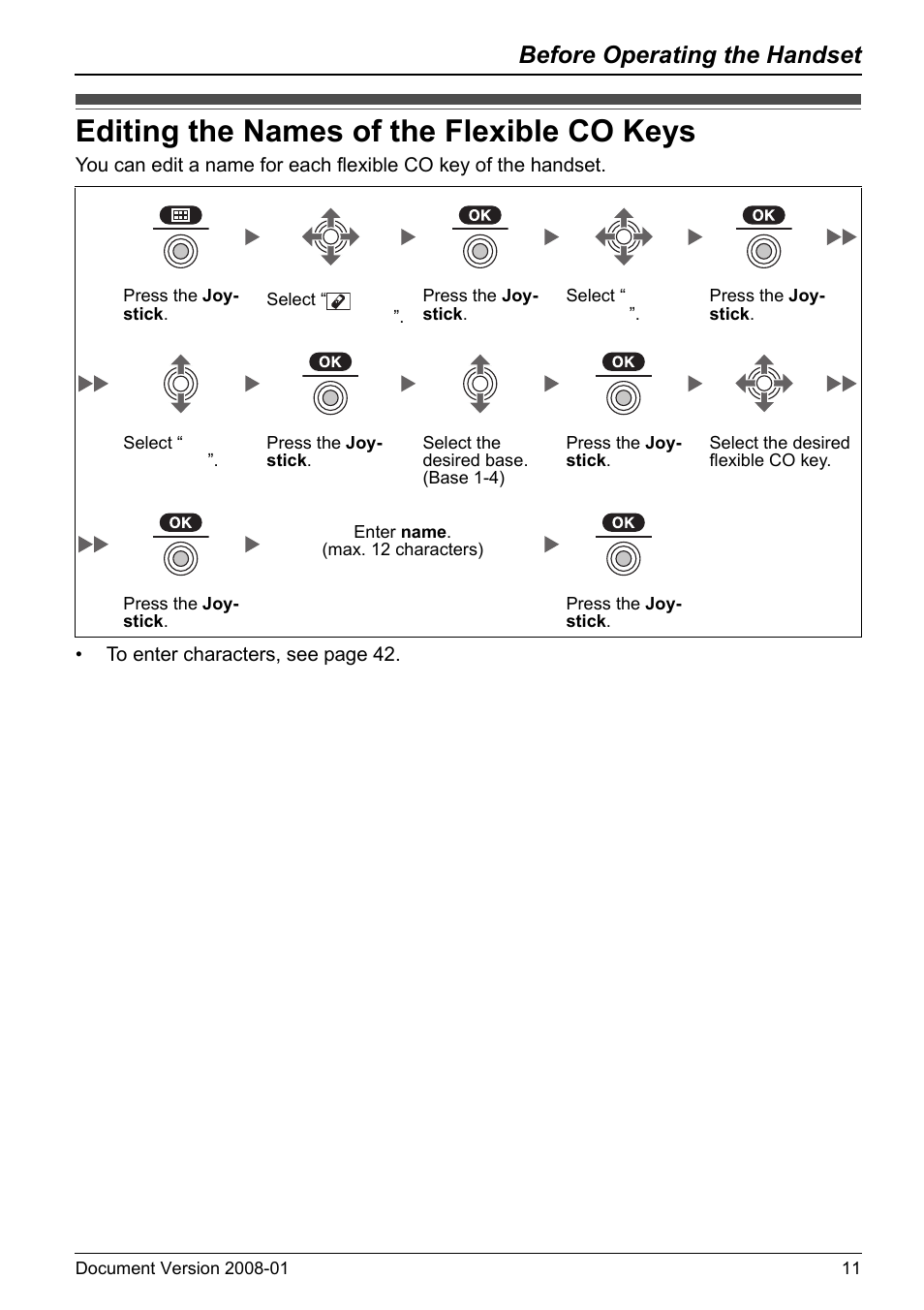 Editing the names of the flexible co keys, Before operating the handset | Panasonic 6.0 plus User Manual | Page 11 / 68