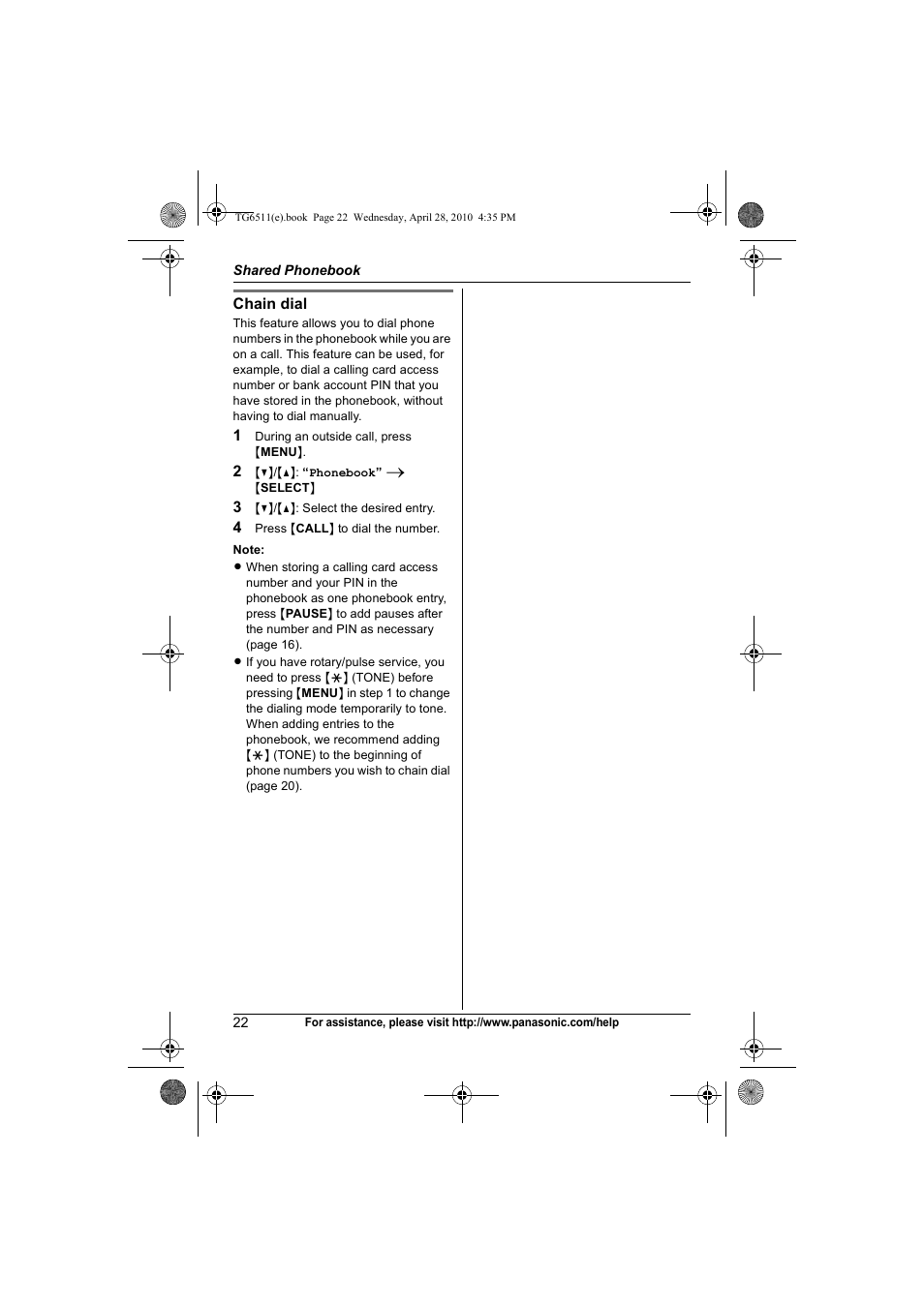 Panasonic KX-TG6511 User Manual | Page 22 / 64