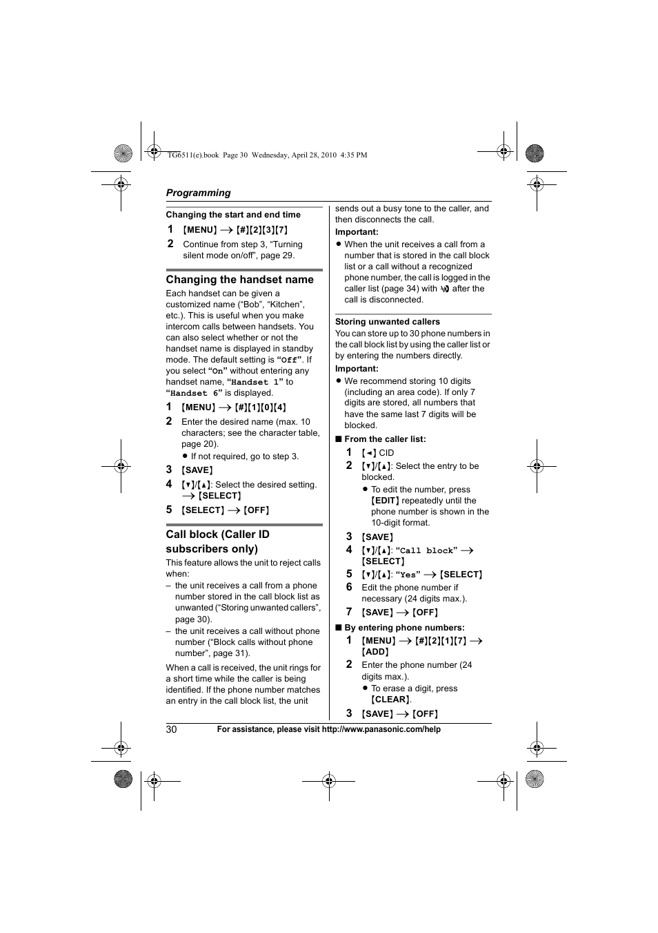 Panasonic KX-TG6511 User Manual | Page 30 / 64