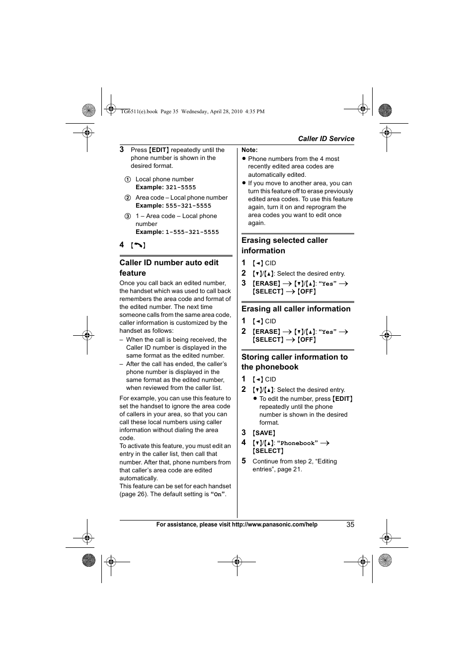 Panasonic KX-TG6511 User Manual | Page 35 / 64