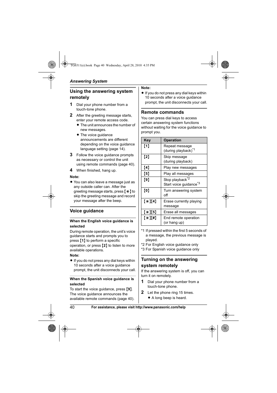 Panasonic KX-TG6511 User Manual | Page 40 / 64