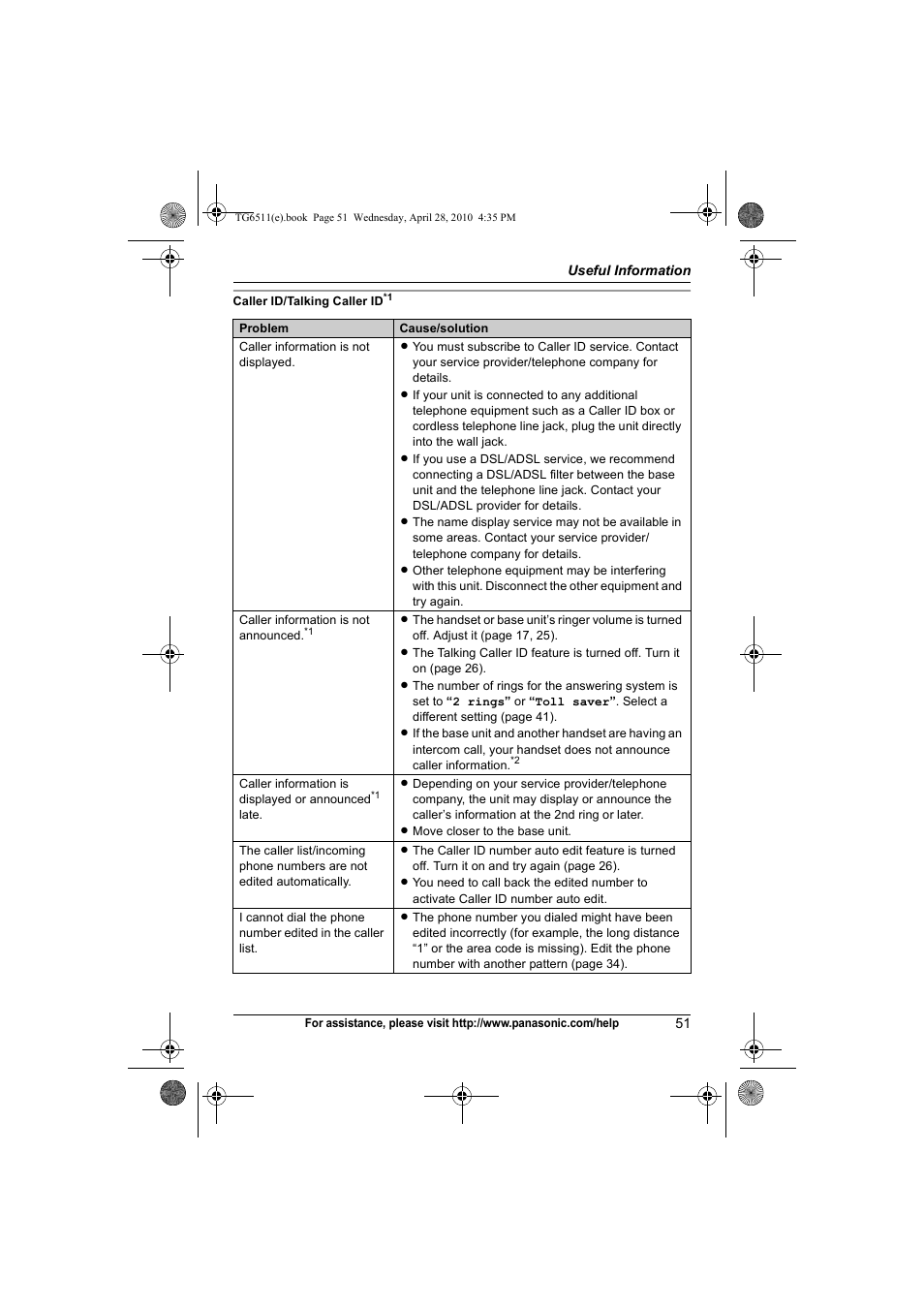 Panasonic KX-TG6511 User Manual | Page 51 / 64