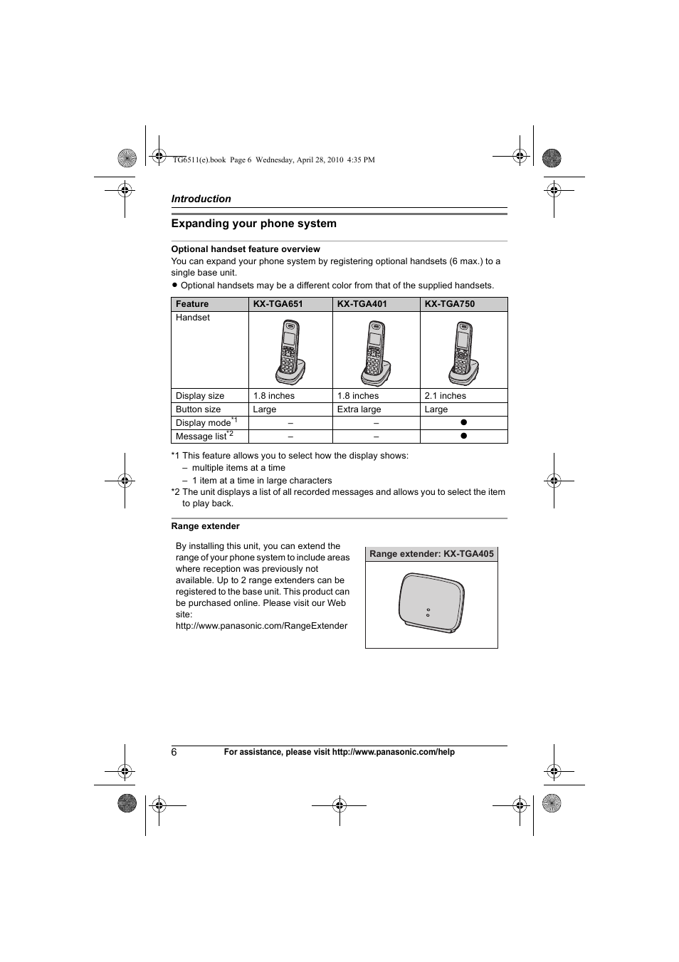 Panasonic KX-TG6511 User Manual | Page 6 / 64