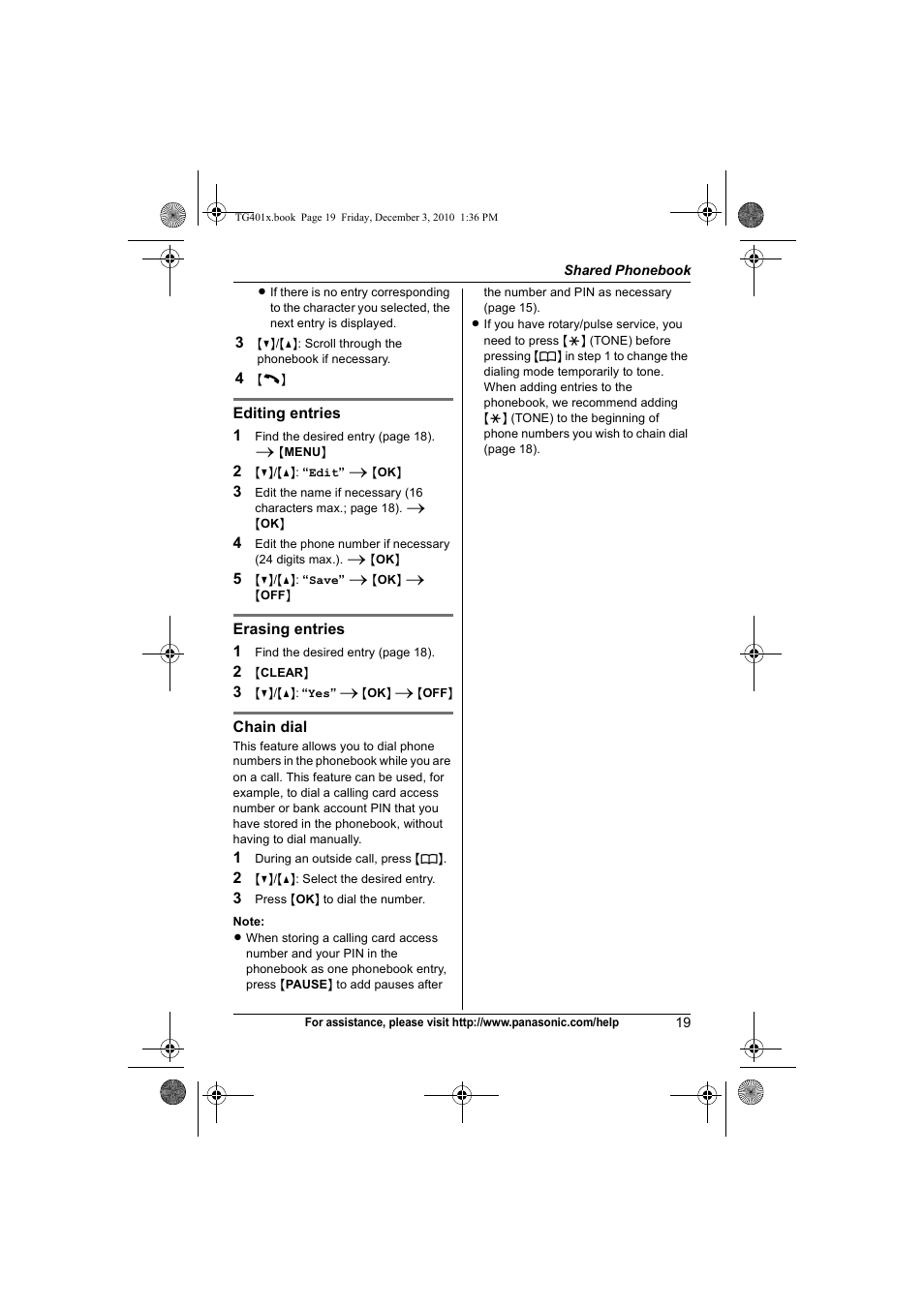 Panasonic KX-TG4011 User Manual | Page 19 / 52