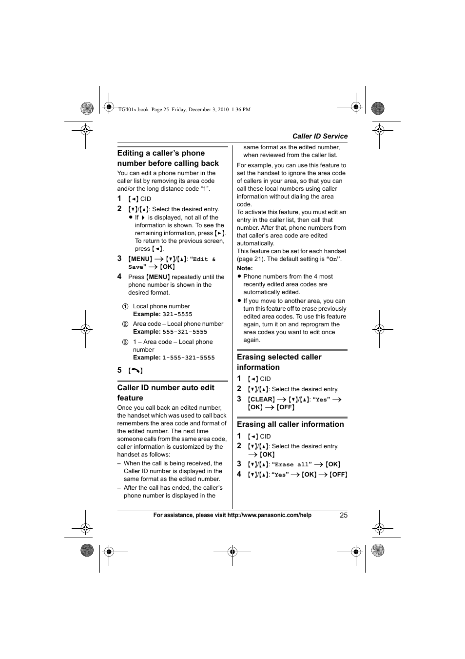 Panasonic KX-TG4011 User Manual | Page 25 / 52