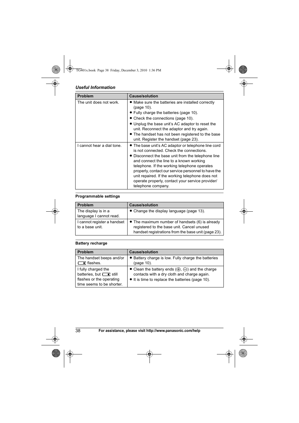 Panasonic KX-TG4011 User Manual | Page 38 / 52