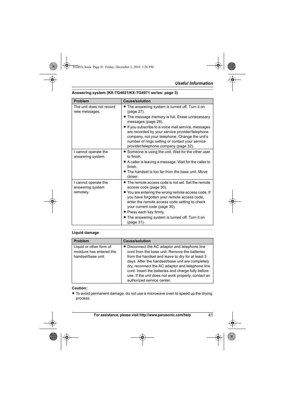 Panasonic KX-TG4011 User Manual | Page 41 / 52