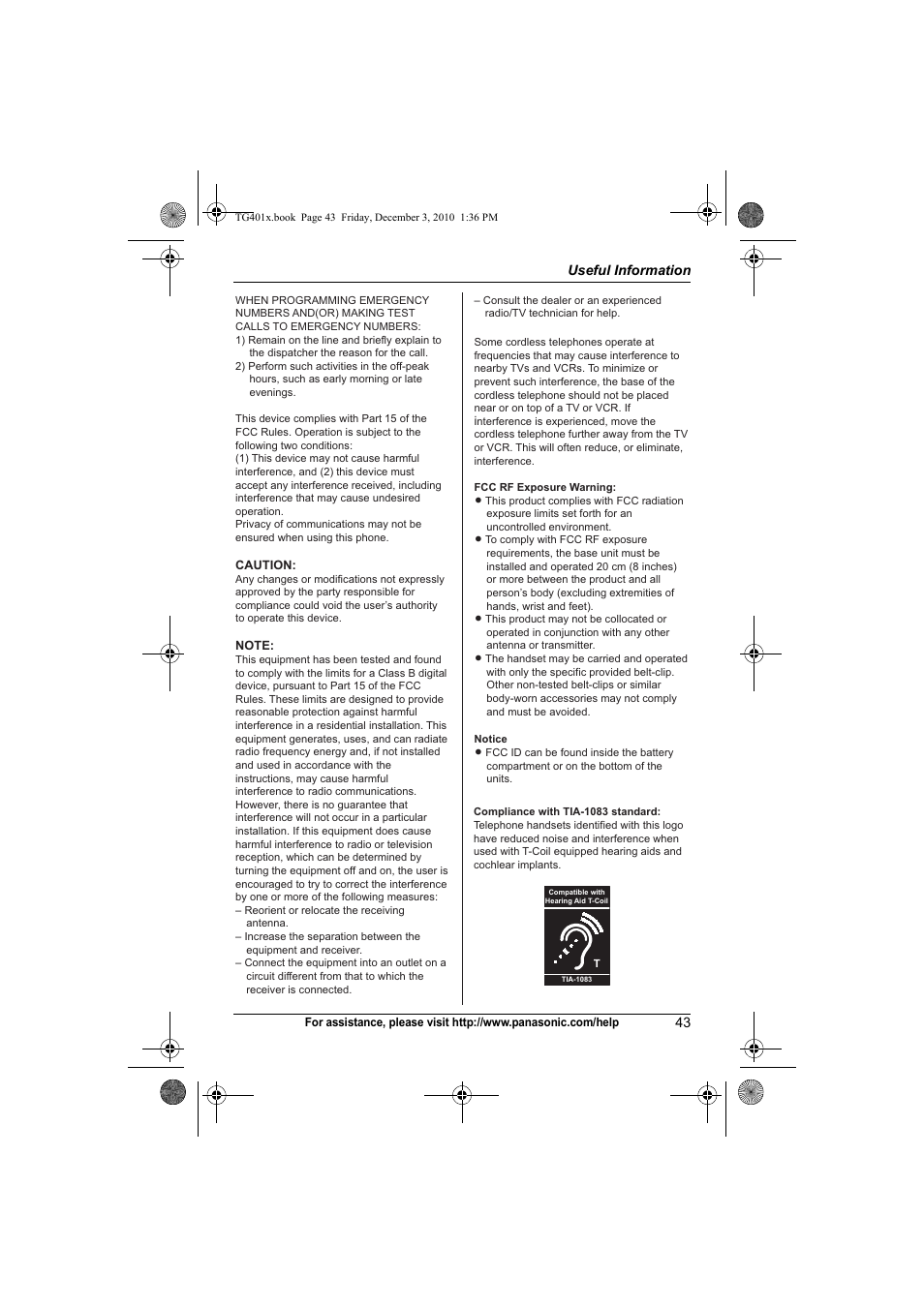 Panasonic KX-TG4011 User Manual | Page 43 / 52