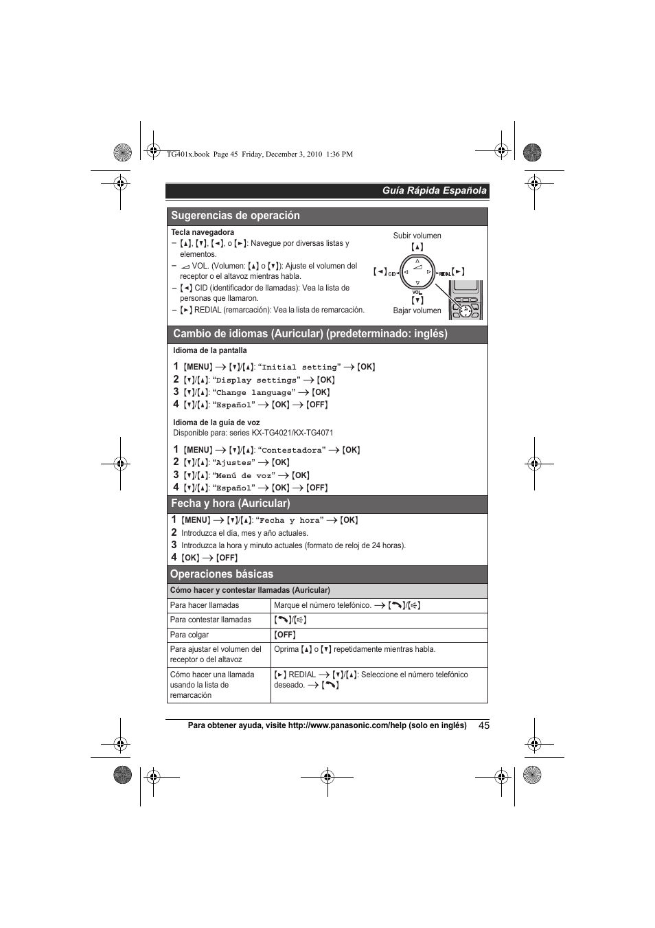 Panasonic KX-TG4011 User Manual | Page 45 / 52