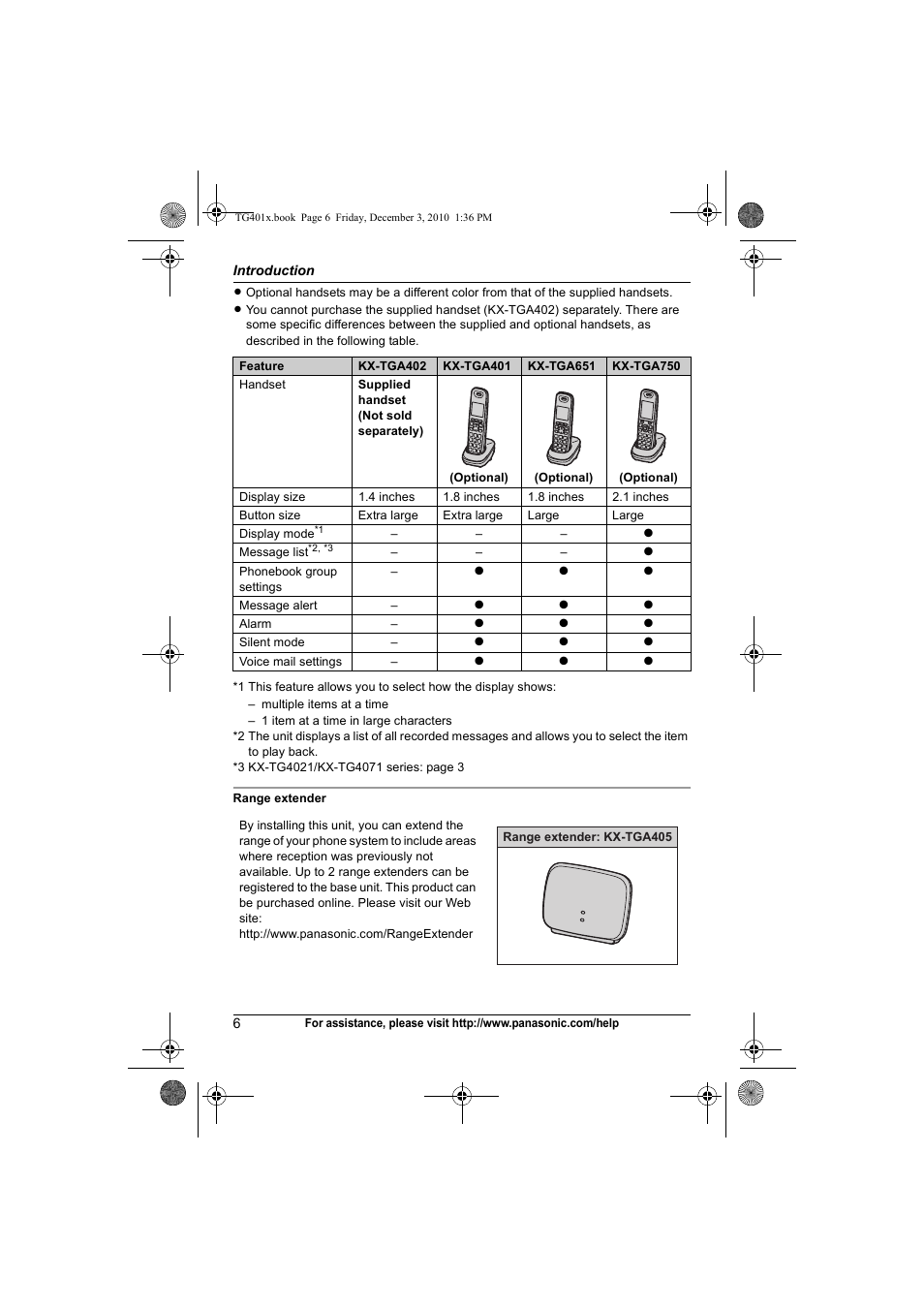 Panasonic KX-TG4011 User Manual | Page 6 / 52