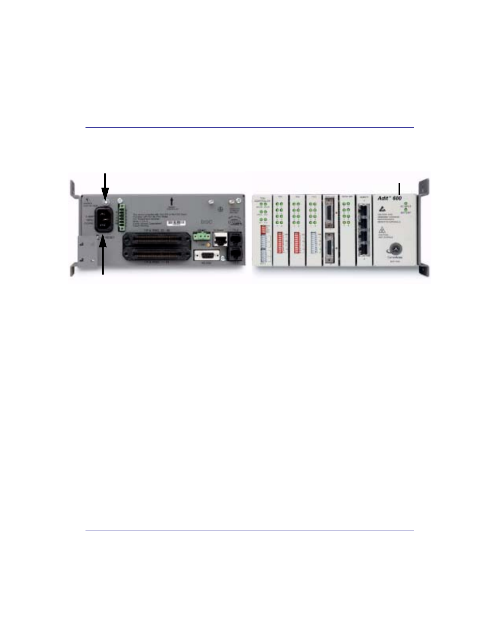 Replacing a power supply, Replacing a power supply -11, Front back | Black Box COMPACT T1 MT850A User Manual | Page 443 / 592