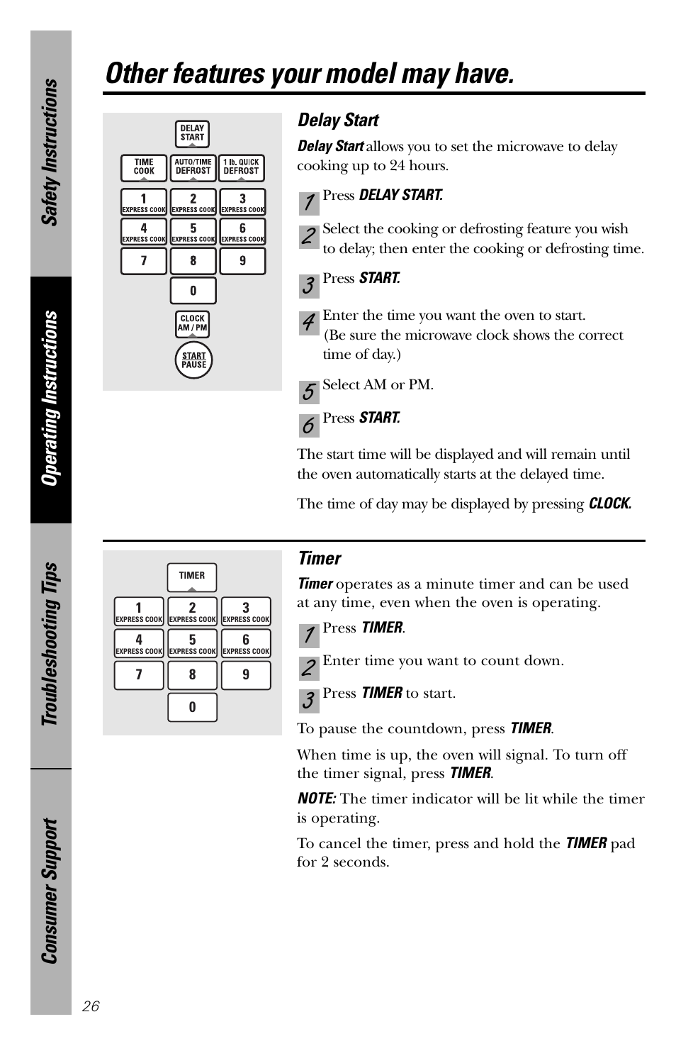 Other features your model may have | GE spacemaker xl1800 User Manual | Page 26 / 88