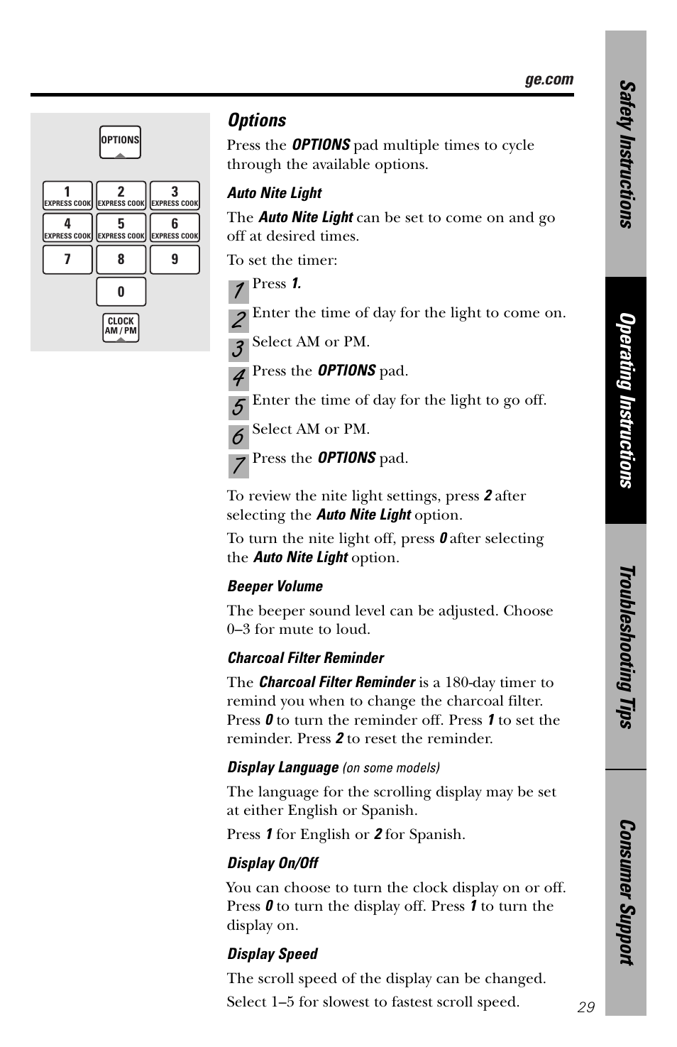 GE spacemaker xl1800 User Manual | Page 29 / 88