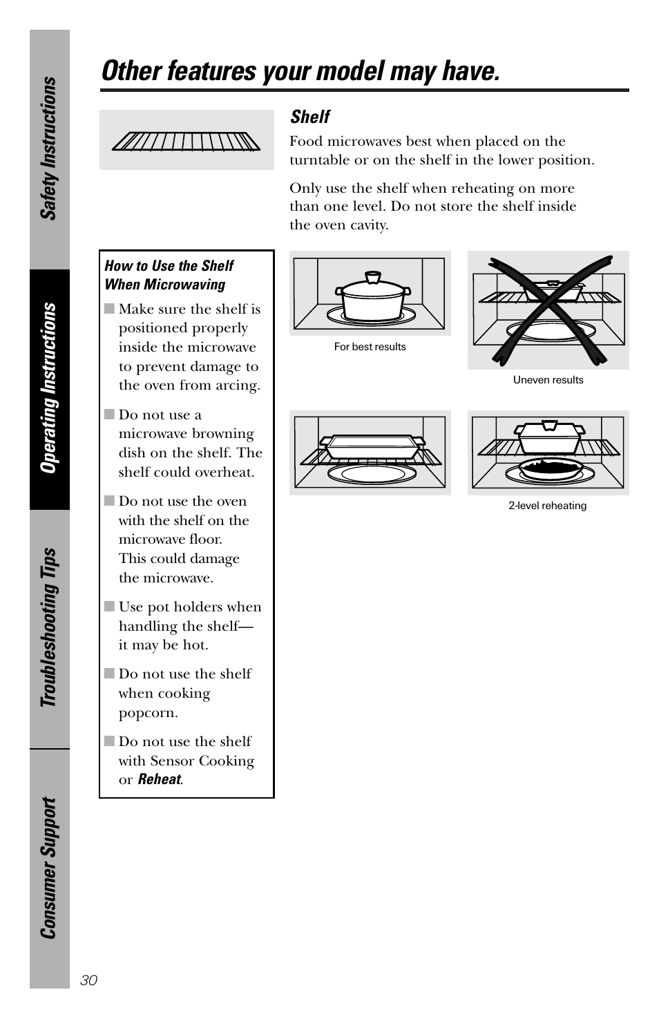 Other features your model may have | GE spacemaker xl1800 User Manual | Page 30 / 88