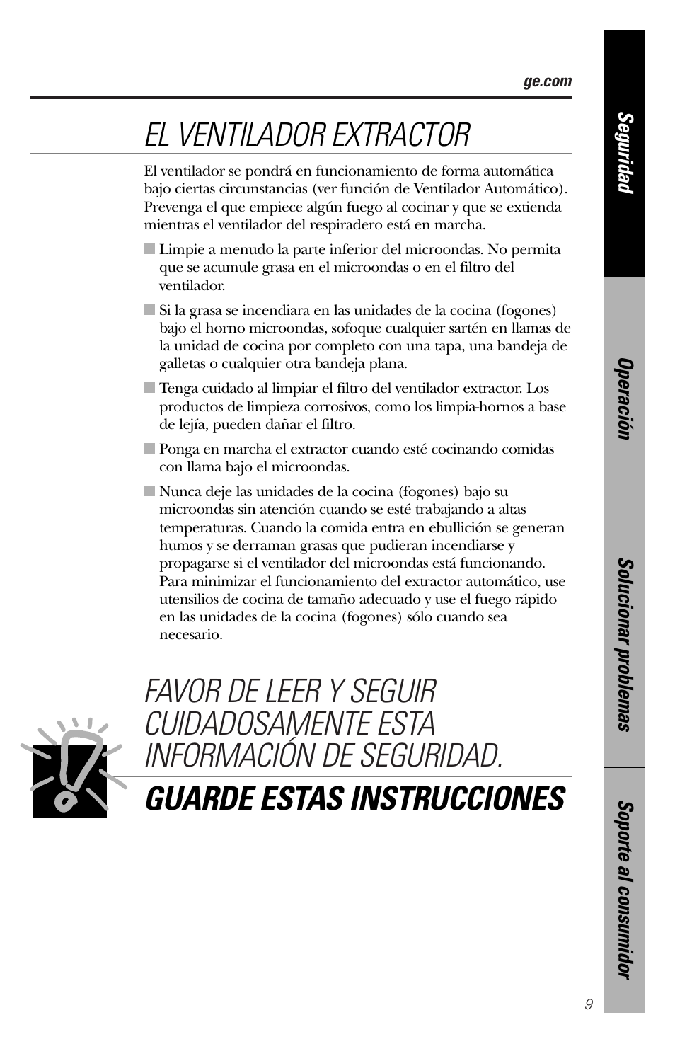 El ventilador extractor | GE spacemaker xl1800 User Manual | Page 53 / 88