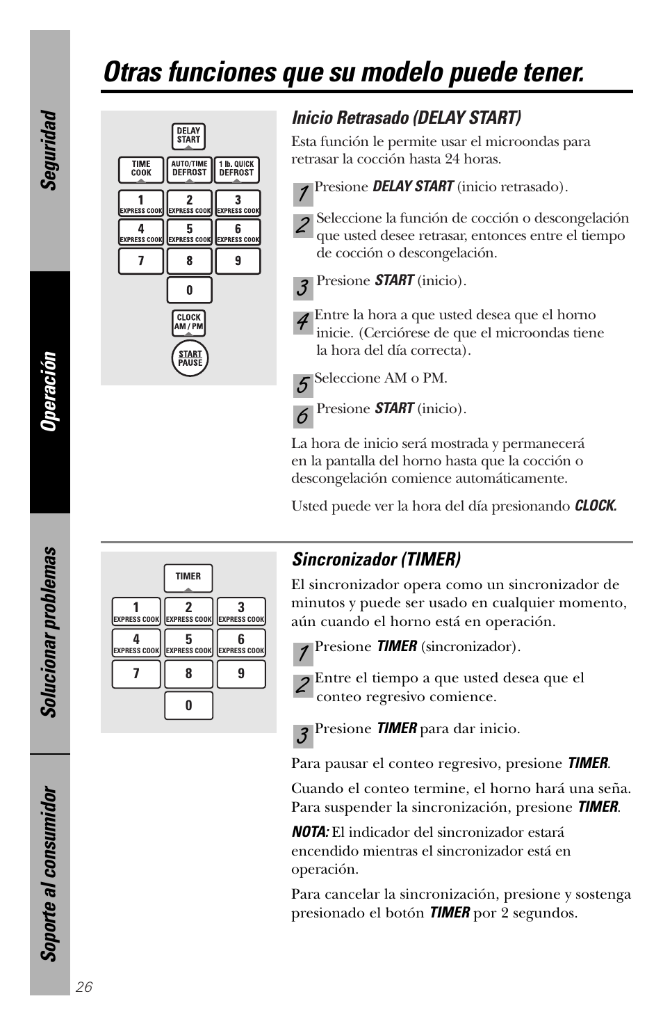 Otras funciones que su modelo puede tener | GE spacemaker xl1800 User Manual | Page 70 / 88