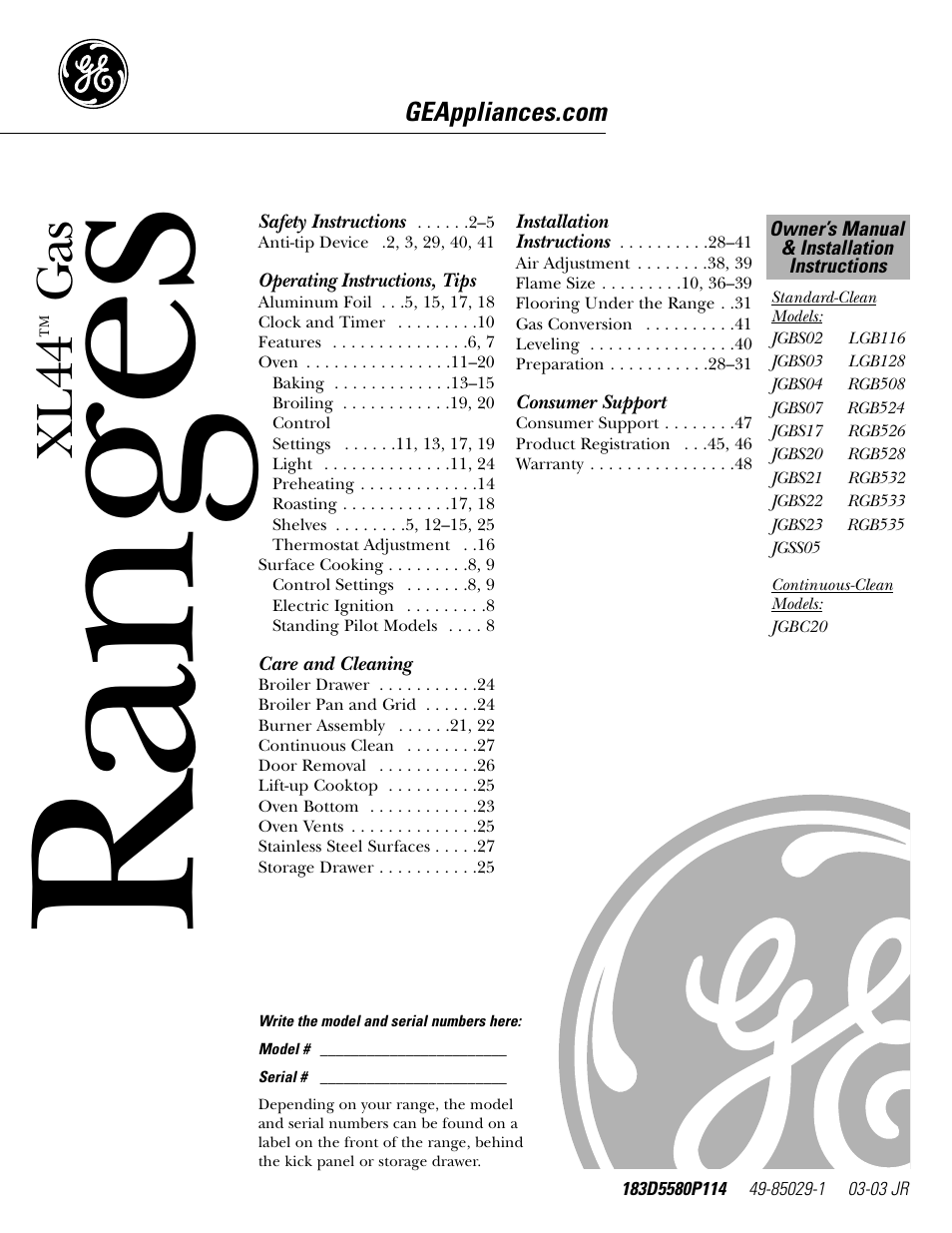 GE xl44 User Manual | 48 pages