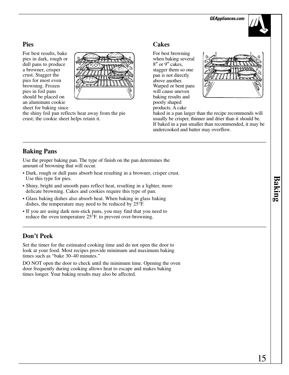 Baking | GE xl44 User Manual | Page 15 / 48