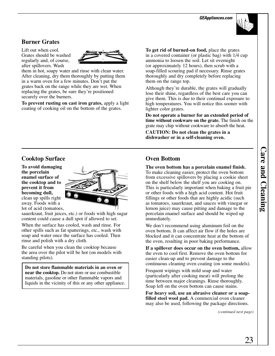 Car e and cleaning | GE xl44 User Manual | Page 23 / 48