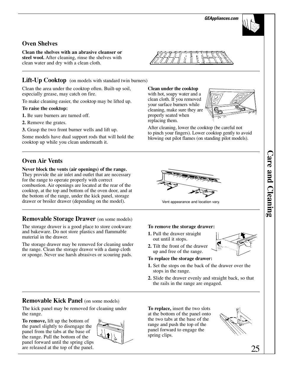 Car e and cleaning | GE xl44 User Manual | Page 25 / 48