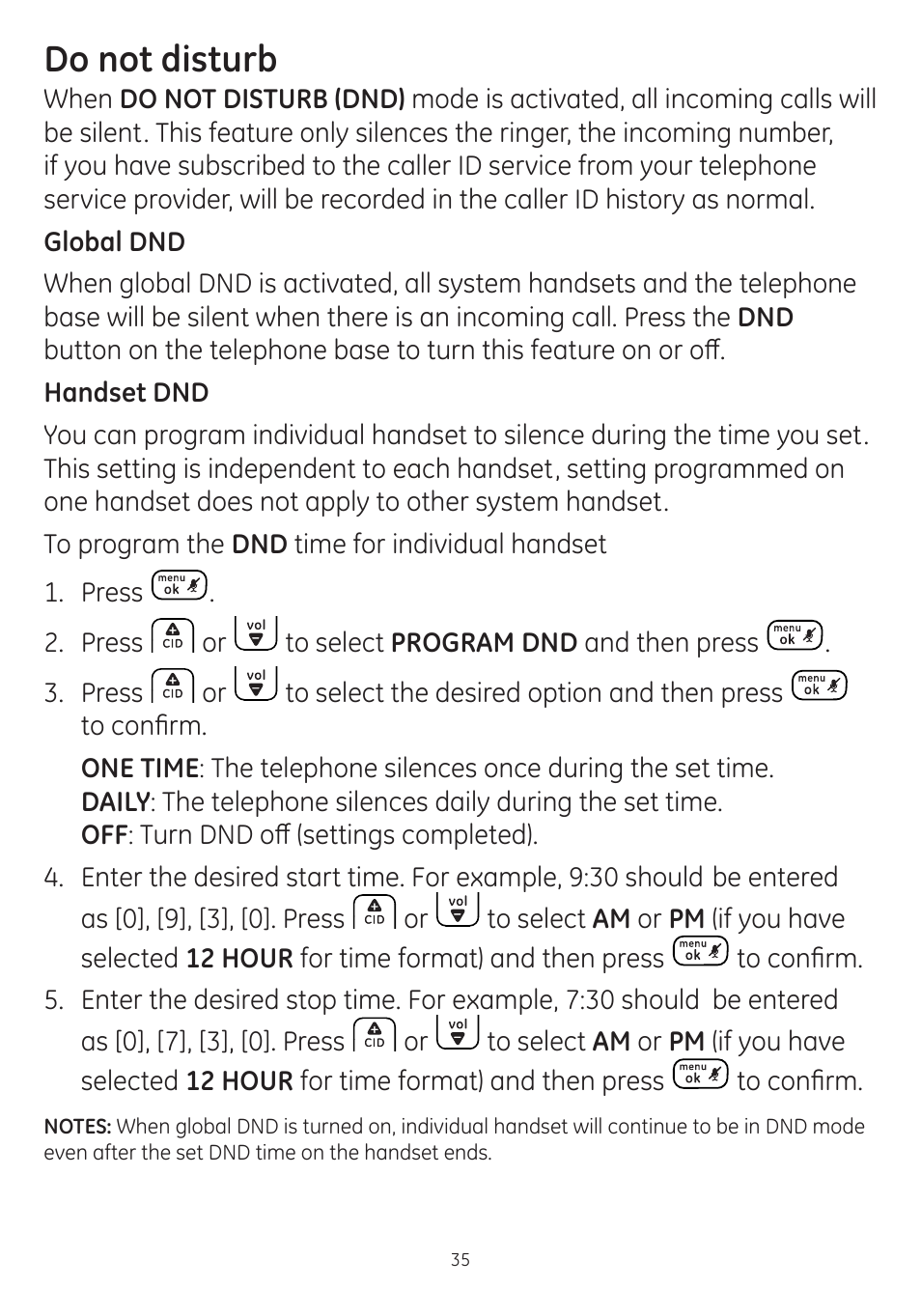 Do not disturb | GE dect 6.0 User Manual | Page 39 / 87