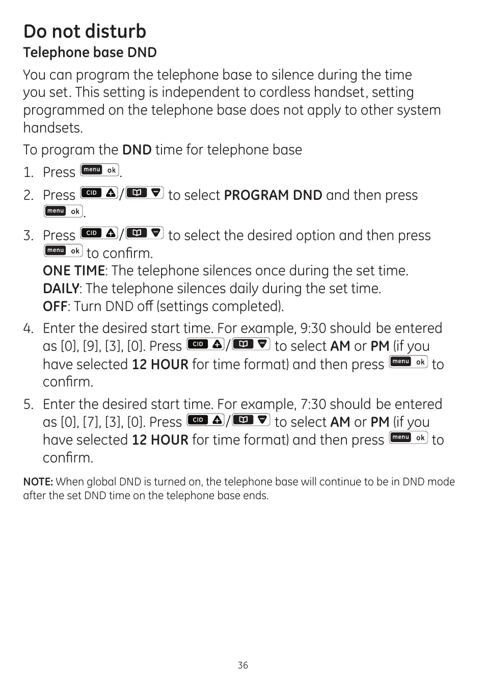 Do not disturb | GE dect 6.0 User Manual | Page 40 / 87