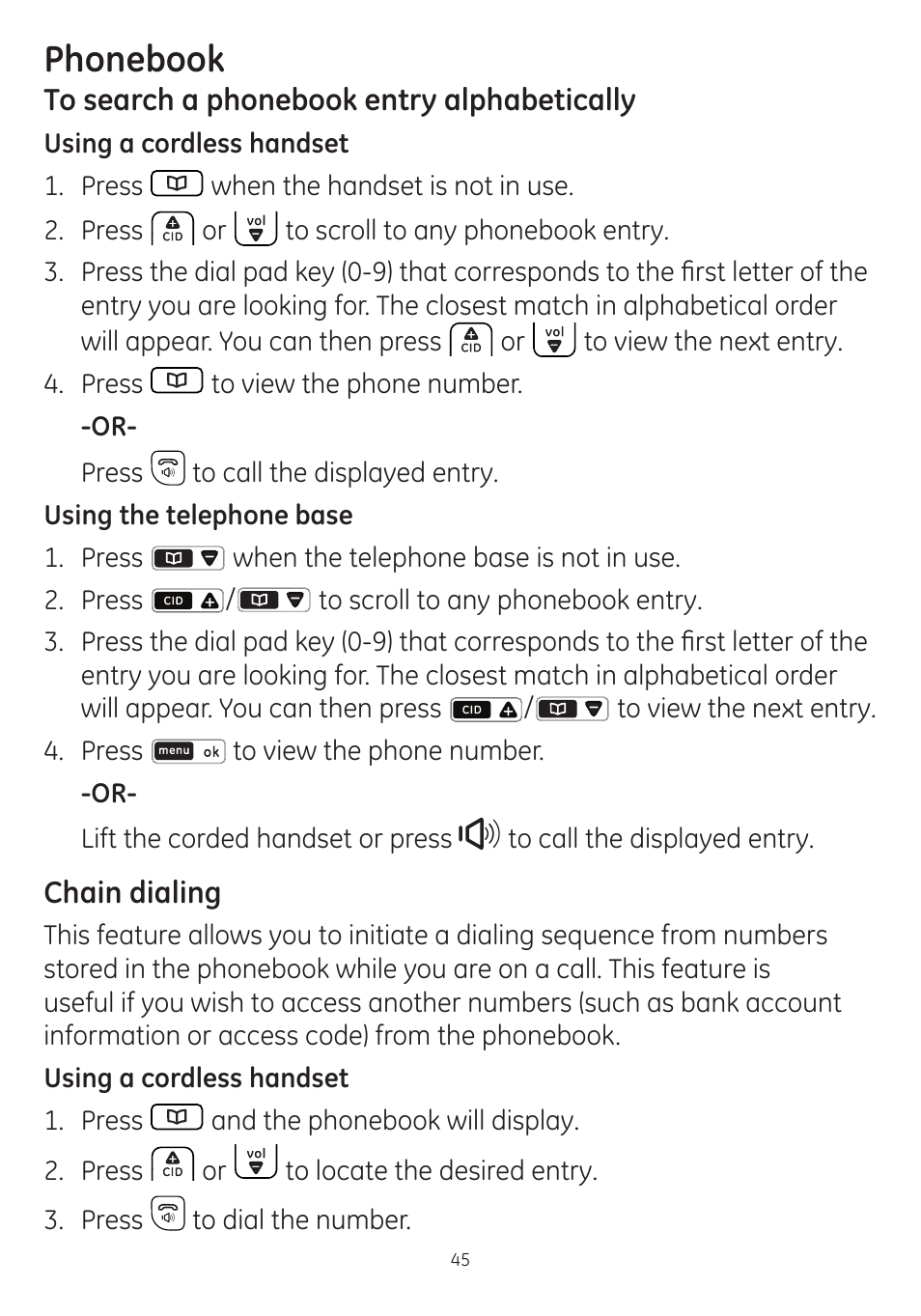 Phonebook | GE dect 6.0 User Manual | Page 49 / 87