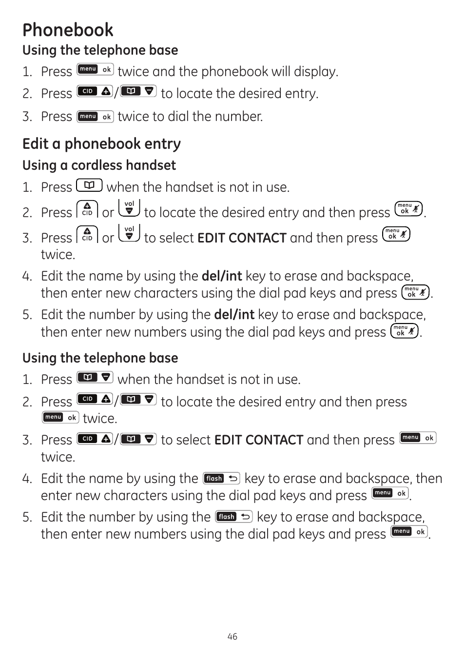 Phonebook | GE dect 6.0 User Manual | Page 50 / 87