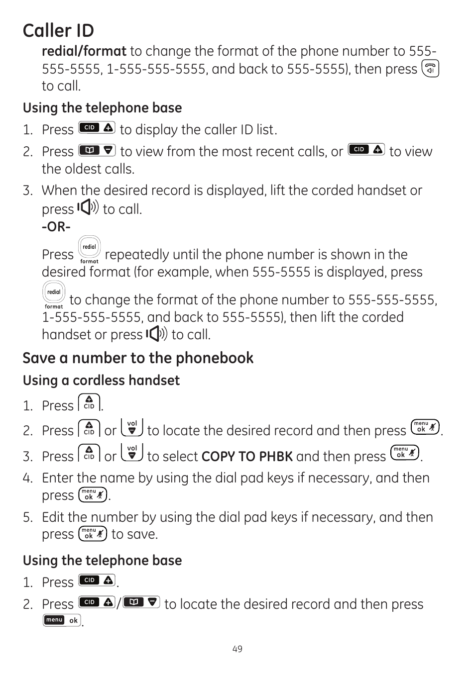 Caller id | GE dect 6.0 User Manual | Page 53 / 87