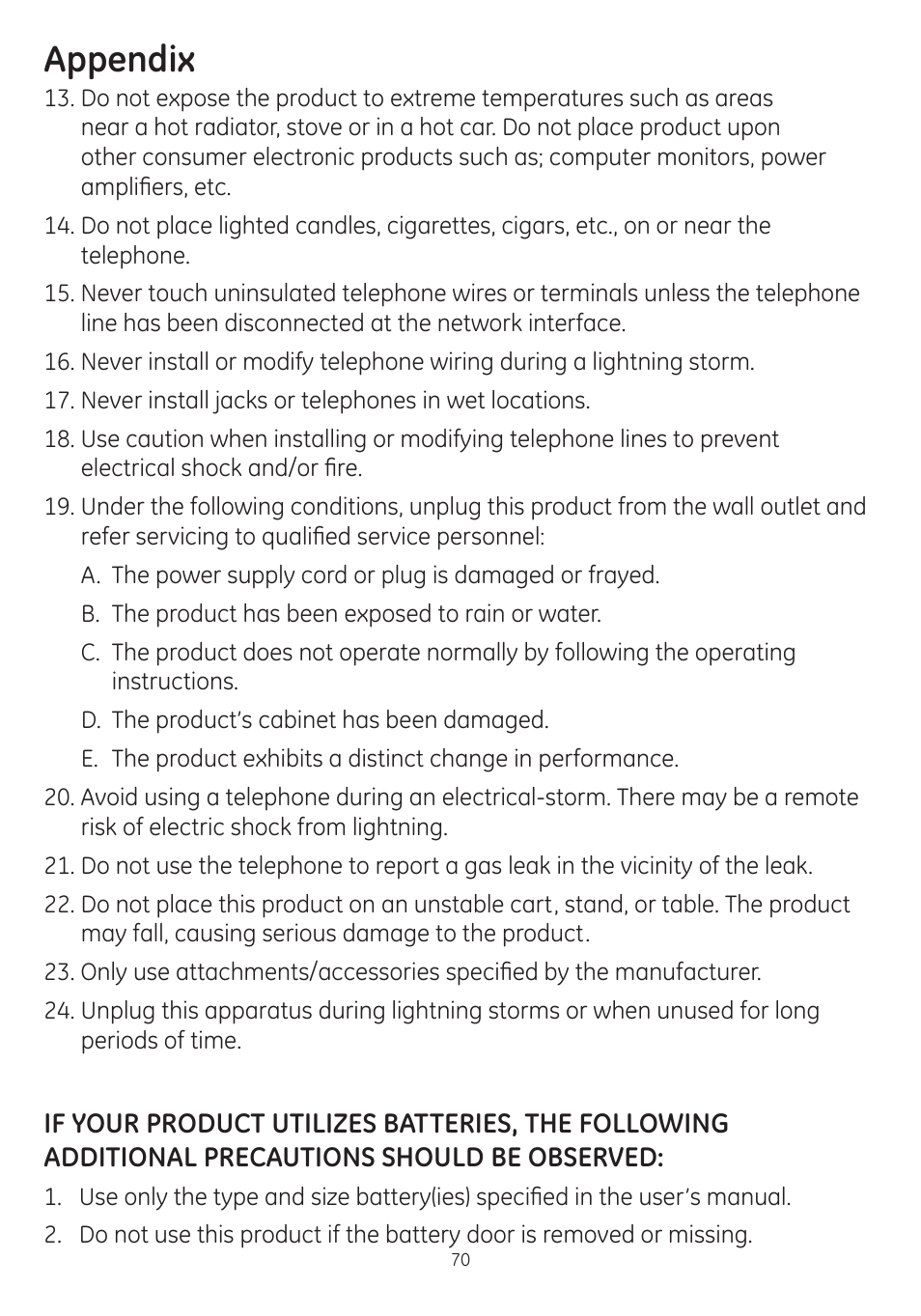 Appendix | GE dect 6.0 User Manual | Page 74 / 87