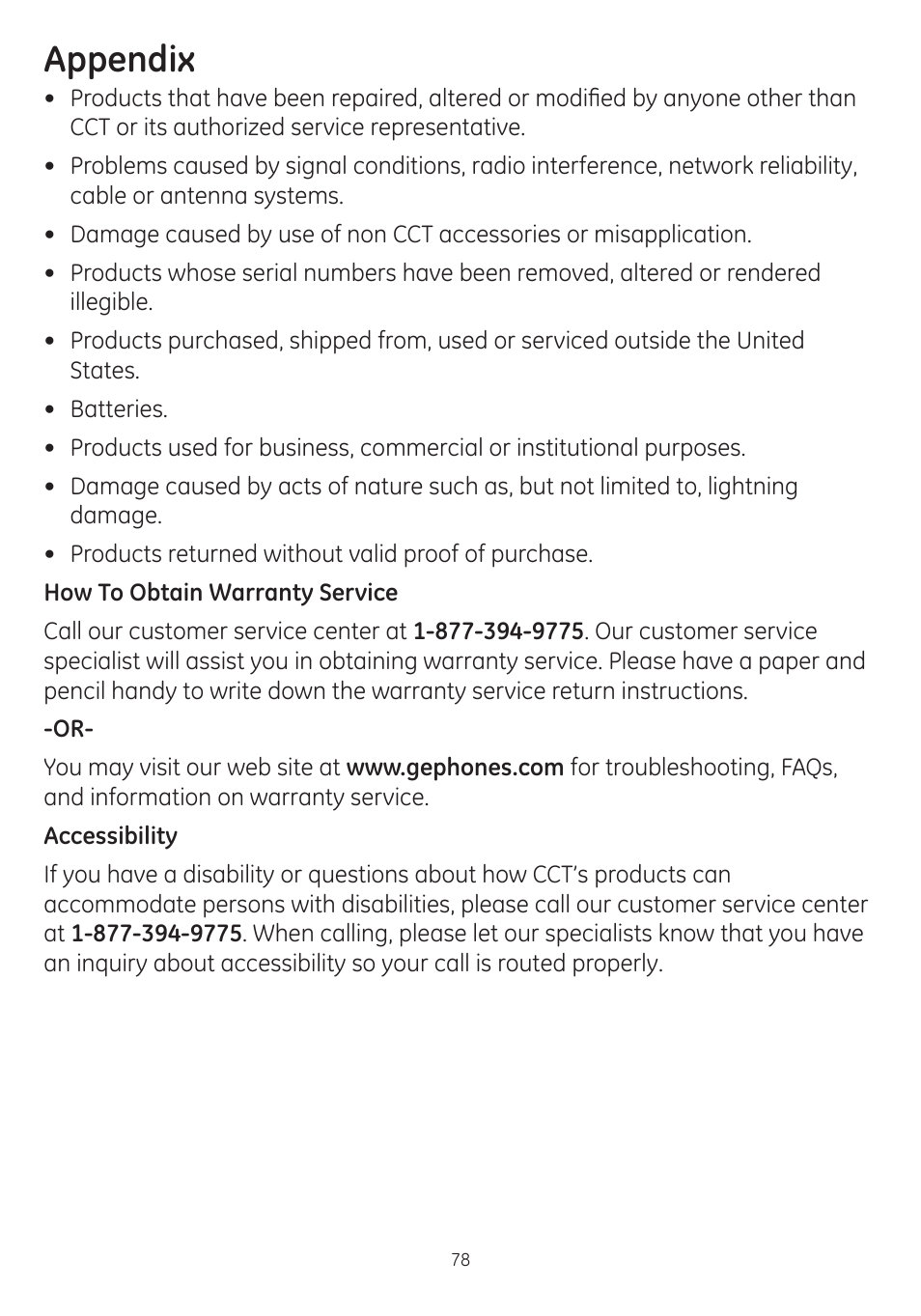 Appendix | GE dect 6.0 User Manual | Page 82 / 87