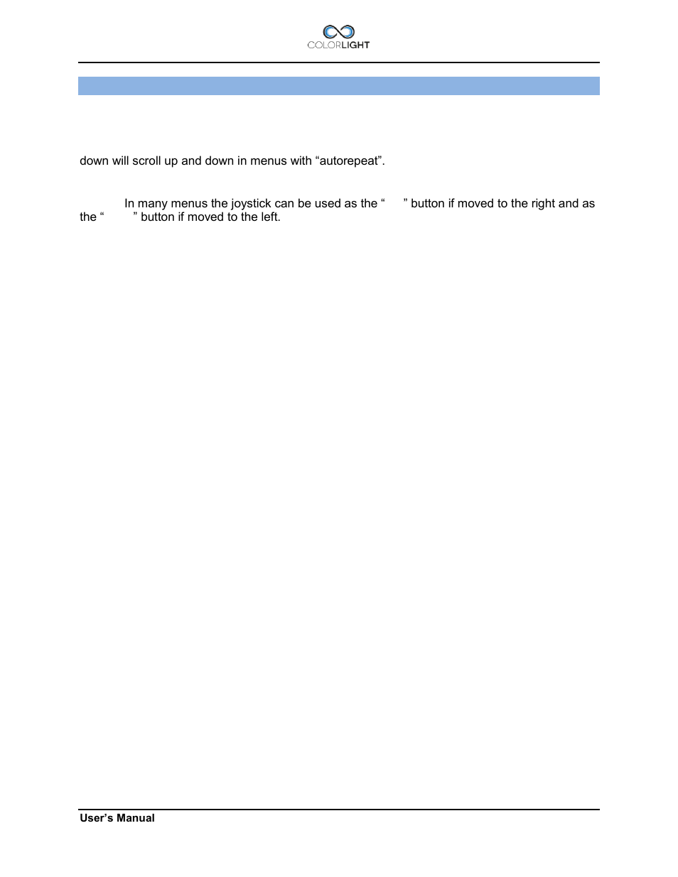 Main menu, 1 off and park, 2 switch system | 3 light position, 4 sweep, 5 surveillance, Off and park, Switch system, Light position, Sweep | Colorlight CL20 User Manual | Page 33 / 56