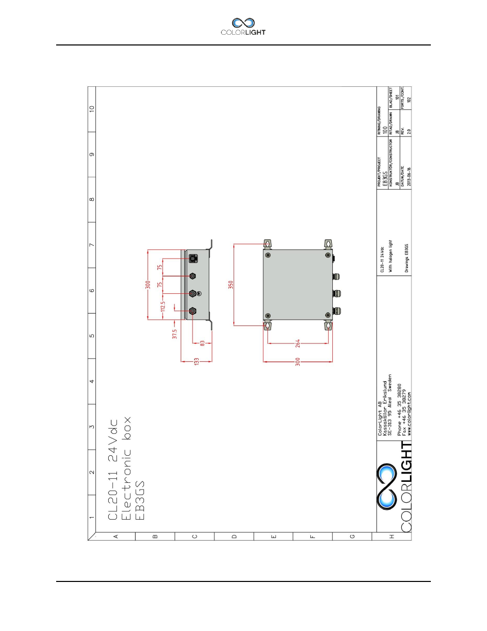 3 electrical box cl20, 24vdc, Electrical box cl20, 24vdc | Colorlight CL20 User Manual | Page 44 / 48