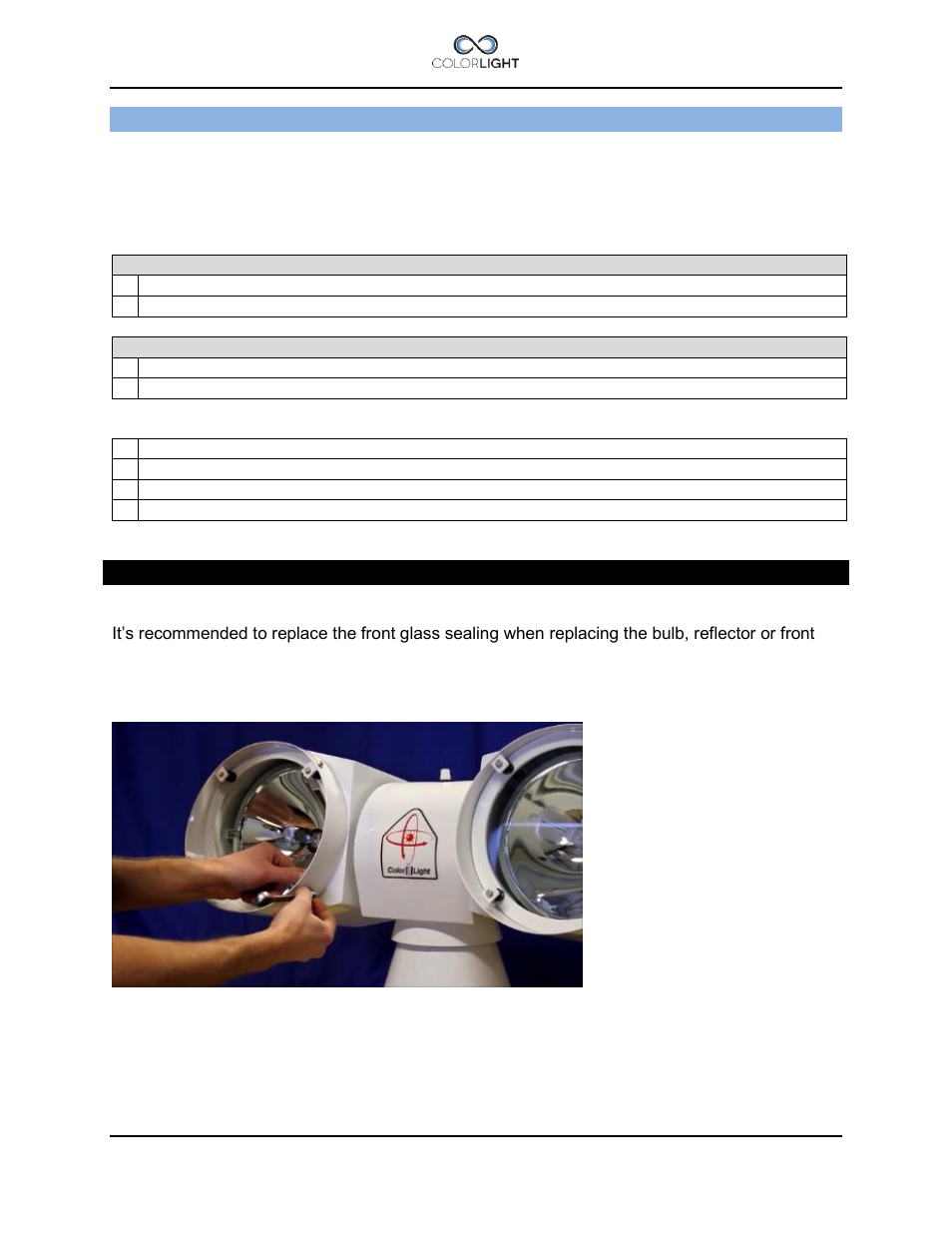 Cli-30005, replacing the bulb | Colorlight CL25 Installation manual User Manual | Page 15 / 52