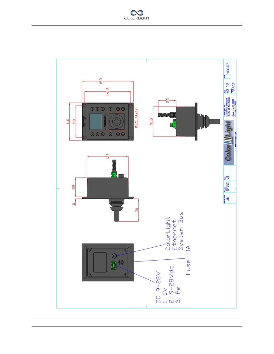 2 mechanical drawings, 1 operator panel, Mechanical drawings | Operator panel, Mechanical drawings 17.2 | Colorlight CL25 Installation manual User Manual | Page 43 / 52
