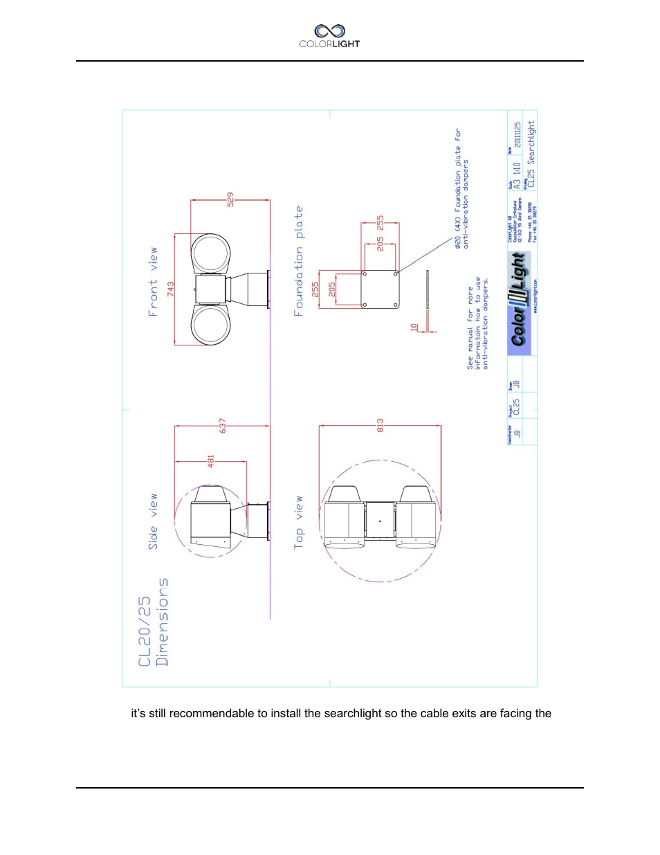 3 searchlight cl25, Searchlight cl25 | Colorlight CL25 Installation manual User Manual | Page 45 / 52