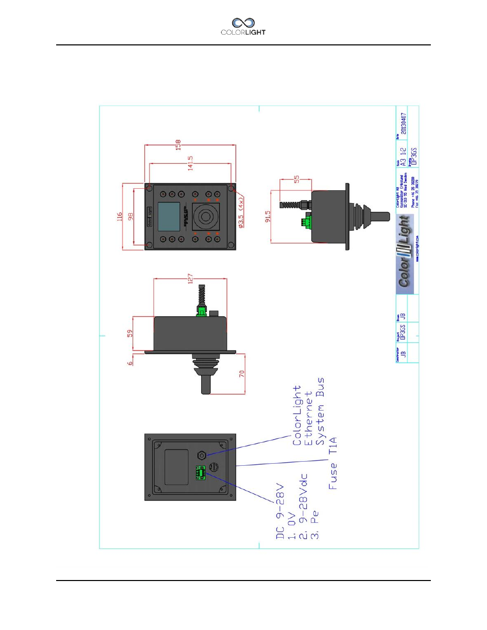 2 mechanical drawings, 1 operator panel, Mechanical drawings | Operator panel, Mechanical drawings 18.2 | Colorlight CL25 Installation manual User Manual | Page 47 / 52