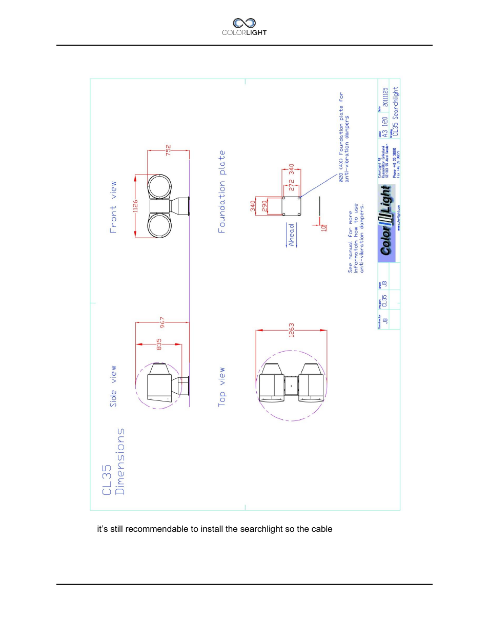 3 searchlight cl35, Searchlight cl35 | Colorlight CL25 Installation manual User Manual | Page 49 / 52