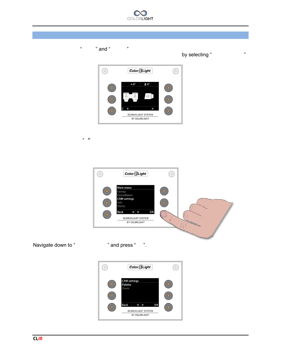 Menu cam settings | Colorlight CLIR User Manual | Page 13 / 20